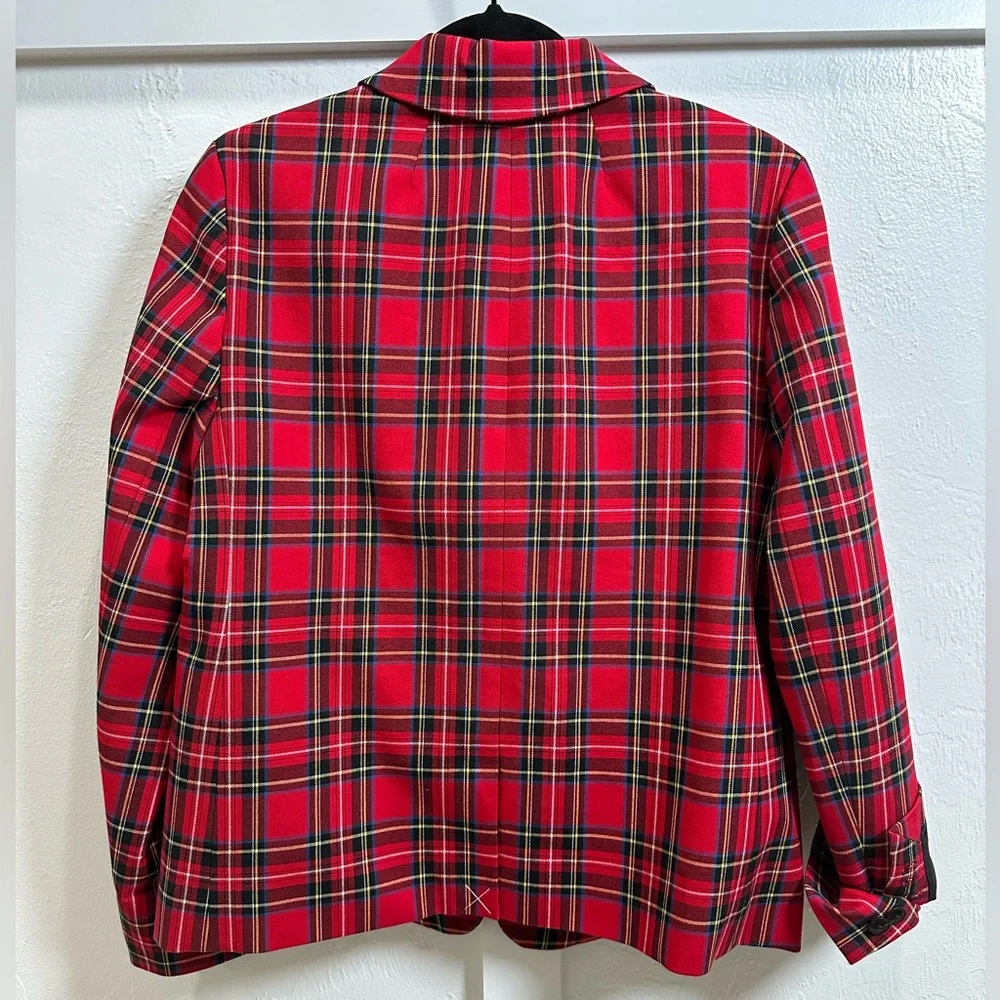 J. Crew Vibrant Holiday Red Plaid Suit (Trousers & Blazer)